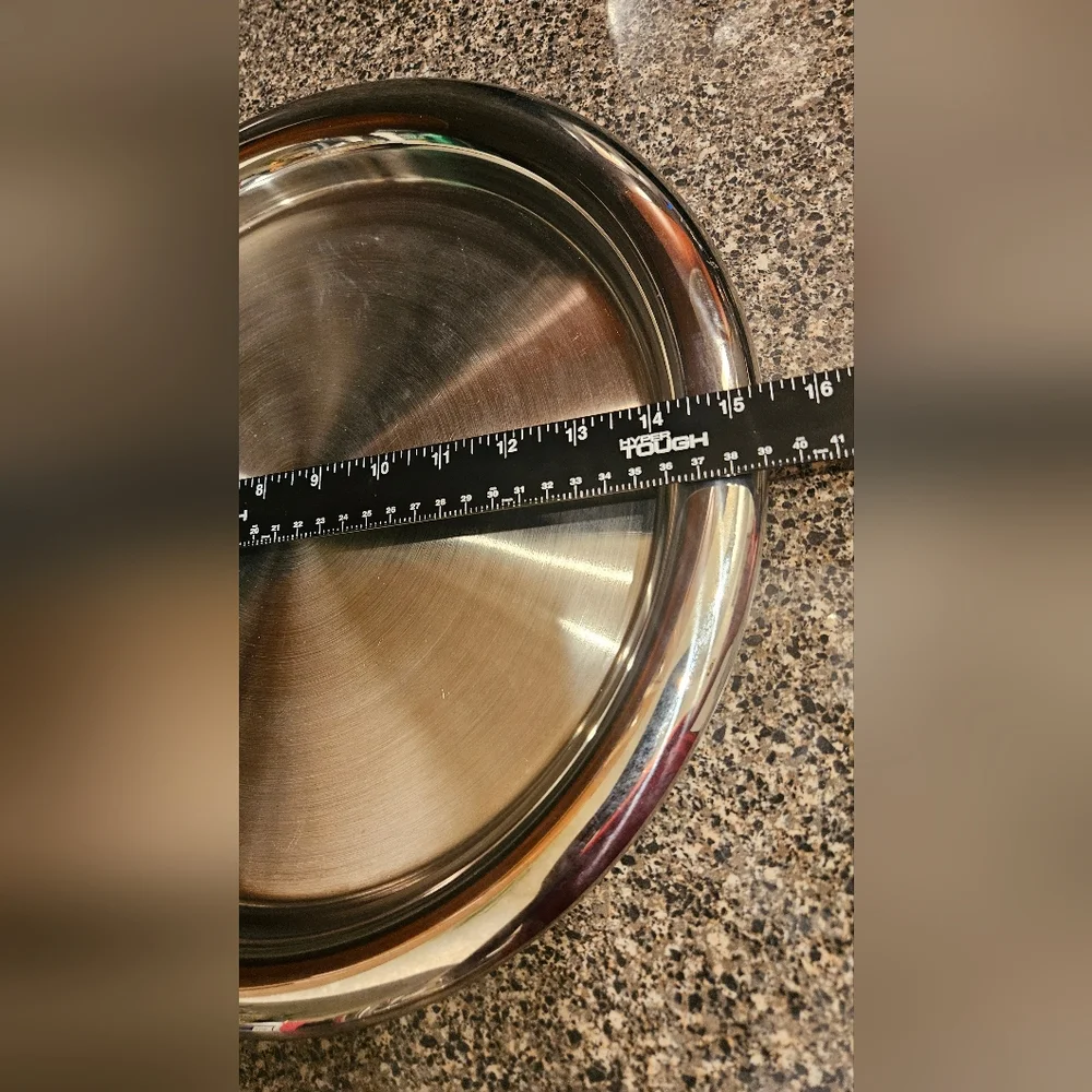 Crate & Barrel Round SS Cocktail Tray Serveware